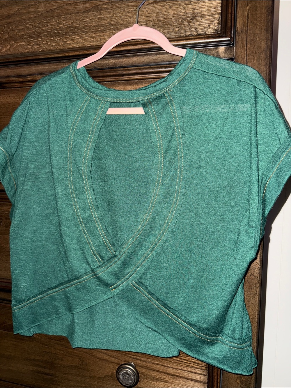 Green Knit Open Back Women's Top